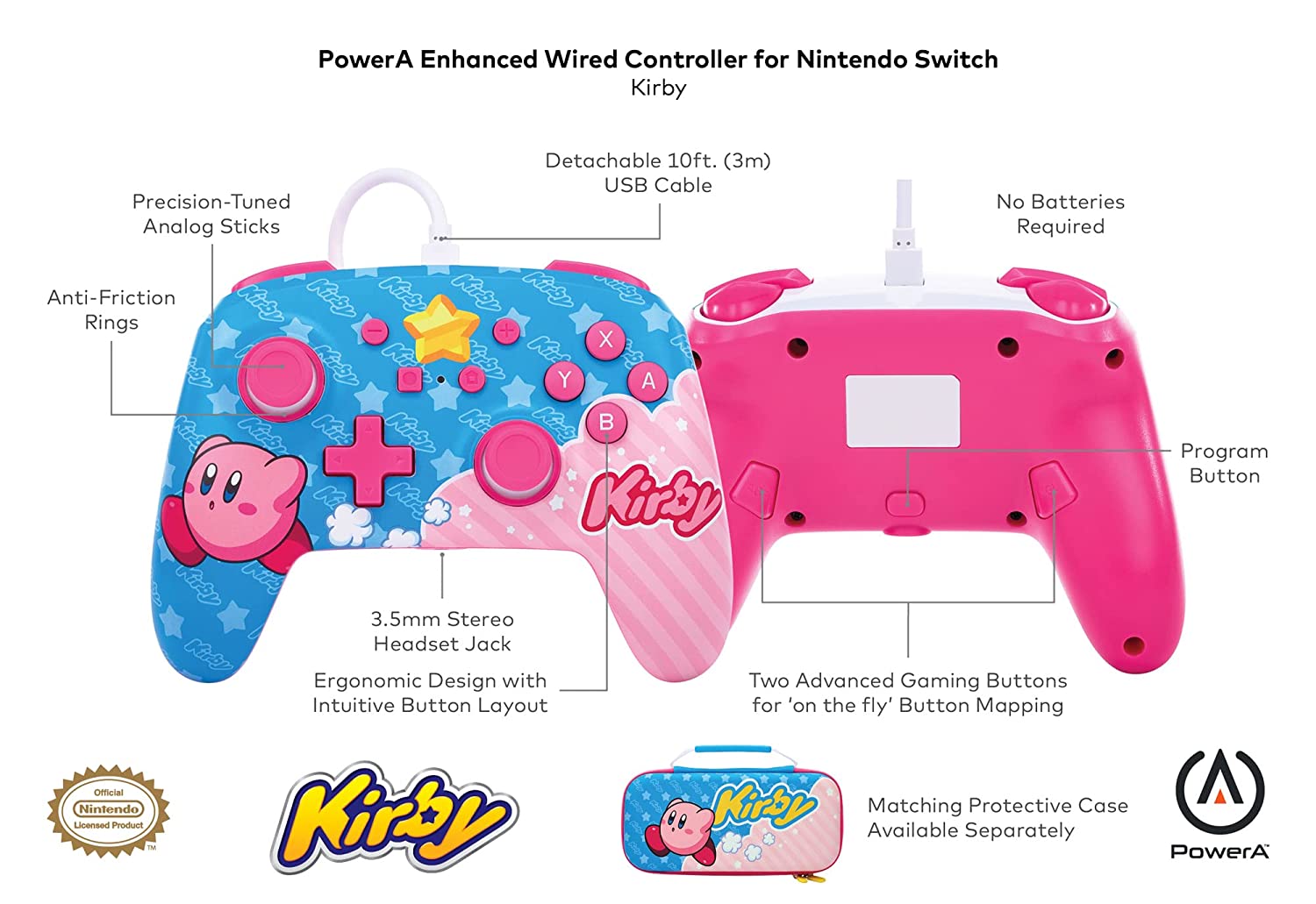 PowerA Enhanced Wired Controller for Nintendo Switch - Kirby (NSGP0067-01)